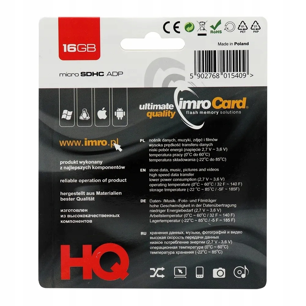 Karta Pamięci IMRO microSD 16GB z adapterem SD Producent IMRO