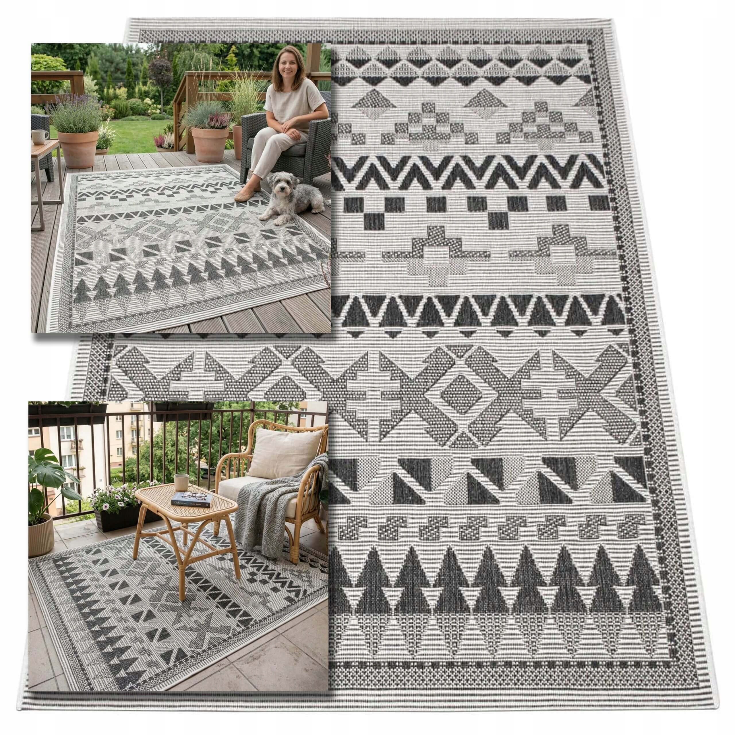 Vonkajší Terasový Koberec 140X190 Vodotesný Záhradný Na Terasu, Balkón, Rohož