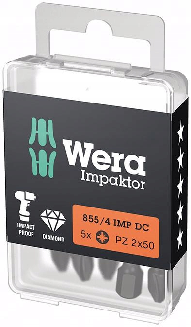 Bit Impaktor 1/4" Din 3126 E63 PZ2x50mm 5 kusů Wera