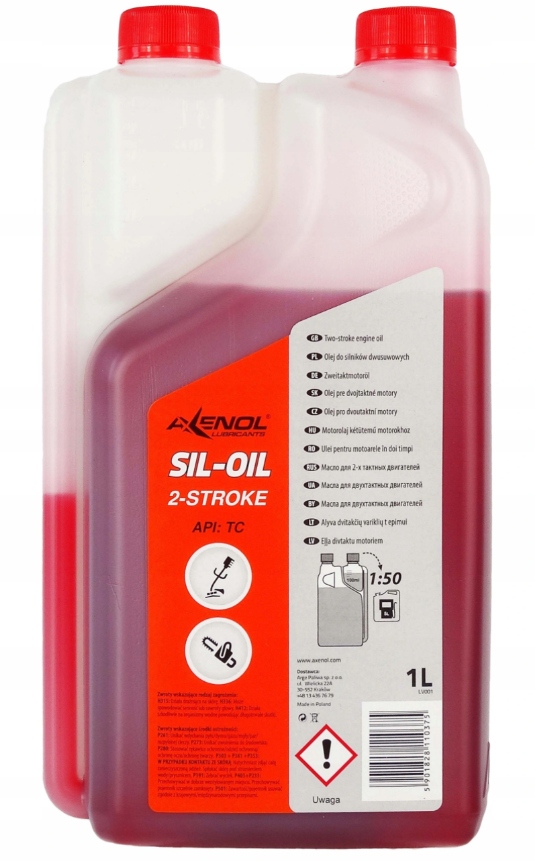 AXENOL SIL-OIL 1L OLEJ CZERWONY DO MIESZANKI PALIWA 2T PIŁY PODKASZARKI