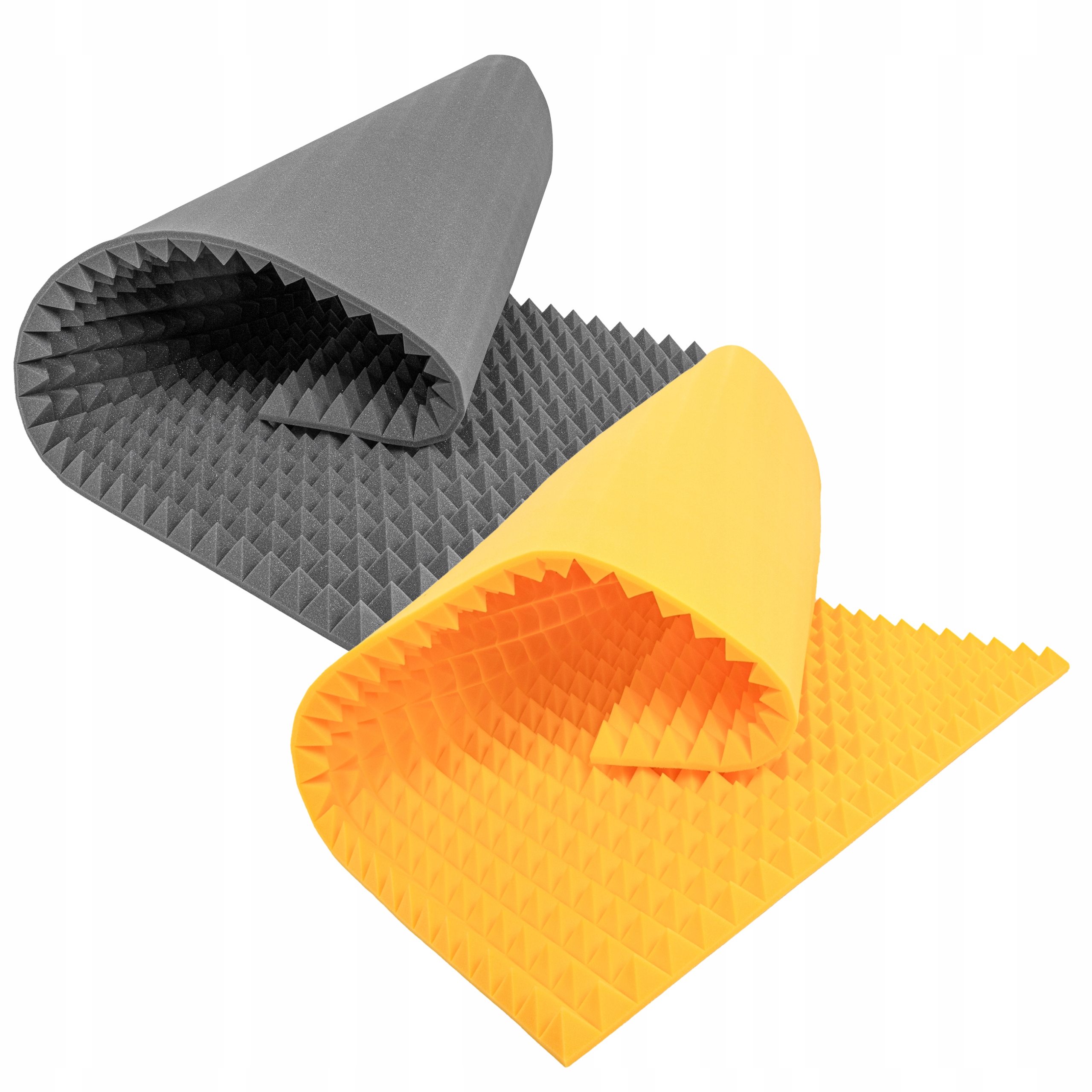Akustická pena Pyramidka 200x100x5 cm sivá a žltá, Set, rohož bez lepidla