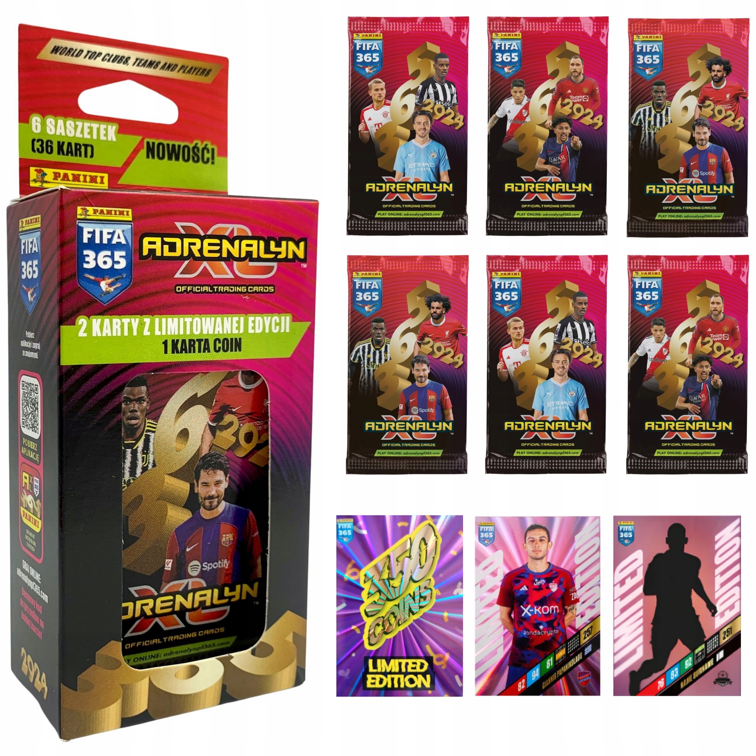SUPER BLISTER PANINI FIFA 365 2024 36 KARTY PIŁKARSKIE + 2 LIMITED + RAKÓW