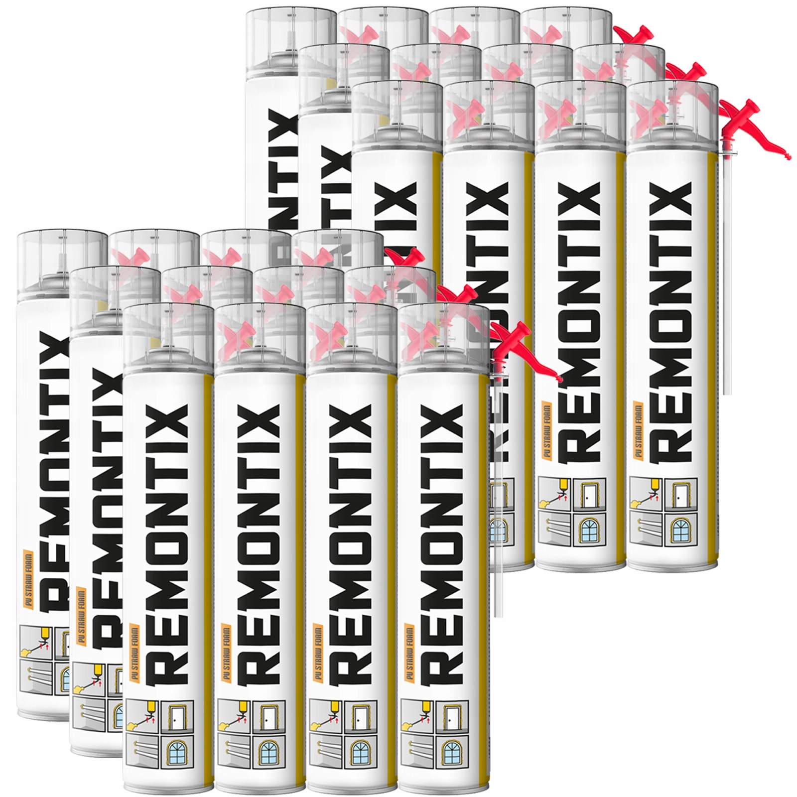 24 x Polyuretanová montážní pěna s hadicí Utěsňuje Velké Díry