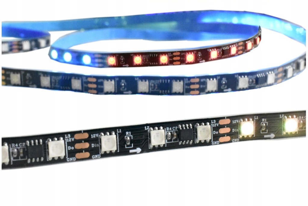 Taśma Led cyfrowa WS2811 adresowalna czarna Rgb wielokolorowa 5m IP20
