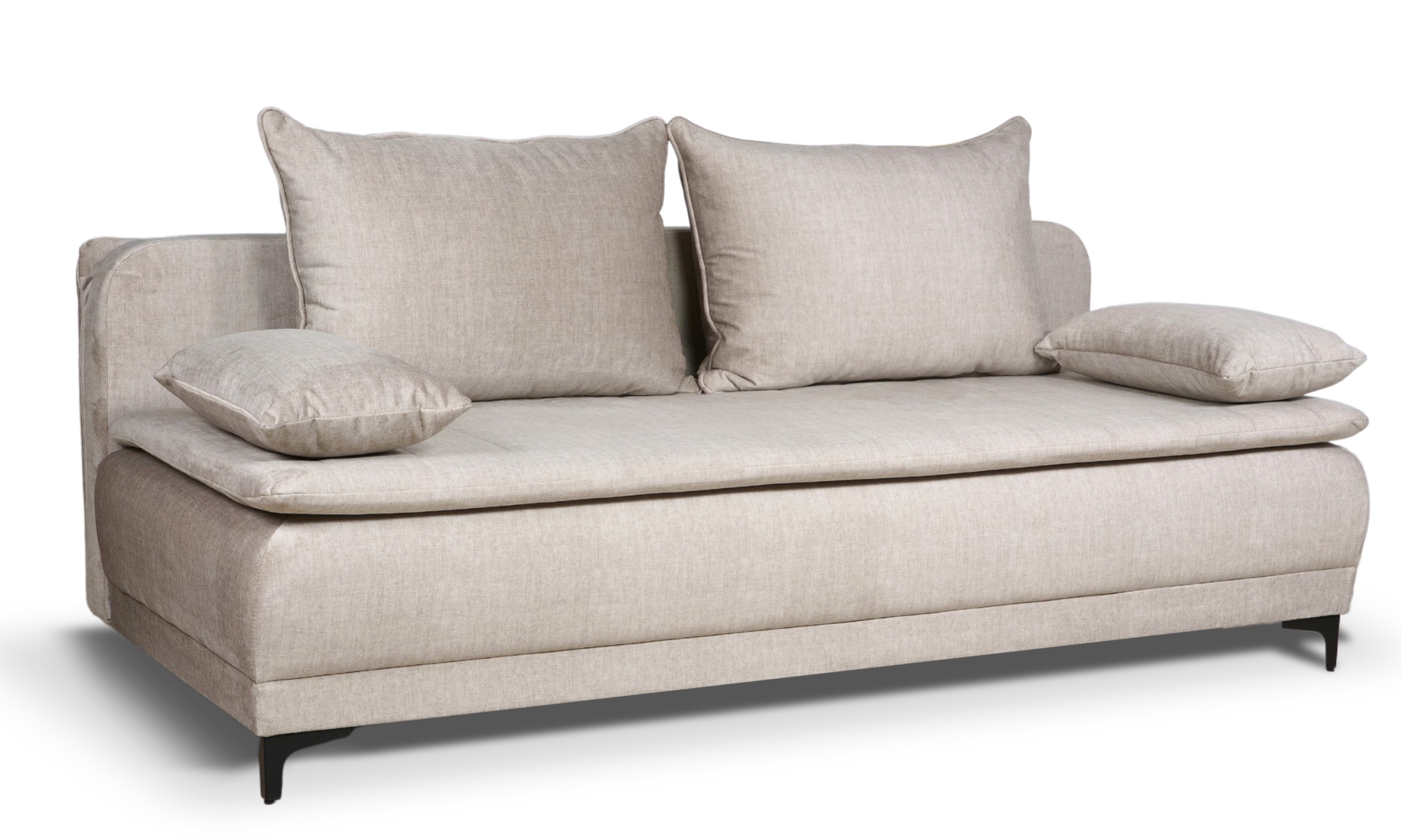 Sofa Snap Kanapa z Funkcją Spania Pojemnik na Pościel Podwójne Sprężyny Beż