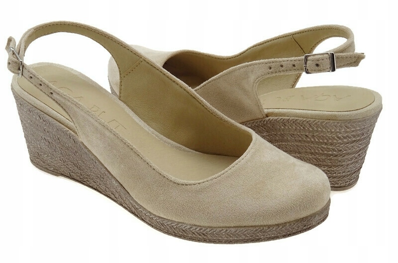 

Czółenka na koturnie 7cm 150/307 beżowe zamsz 37