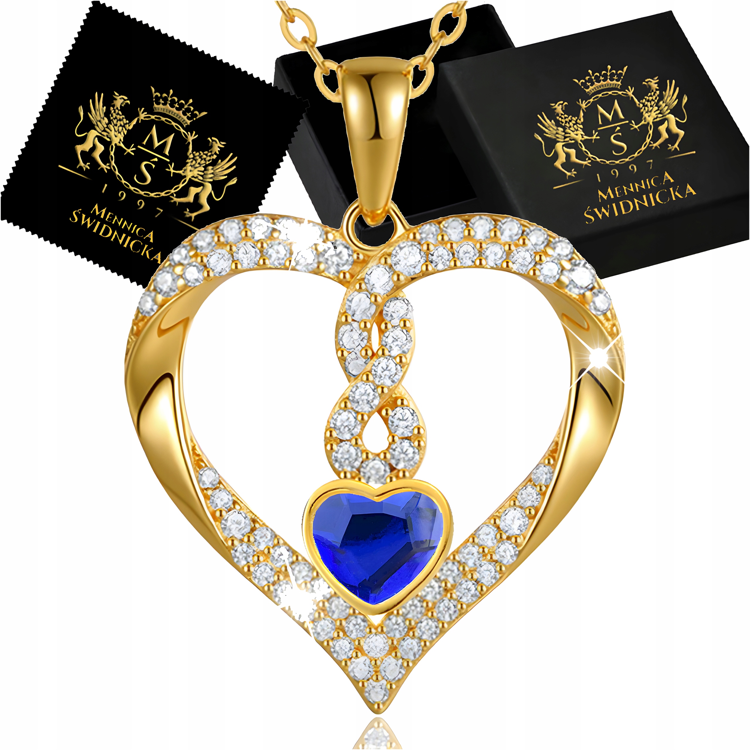 Zlatý náhrdelník Nekonečno v srdci Stříbro 925 Dámské šperky Dárek