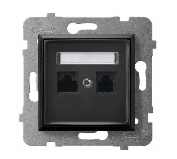 Aria Dvojitá počítačová zásuvka kat 5e černá metalíza GPK-2U/K/M/33