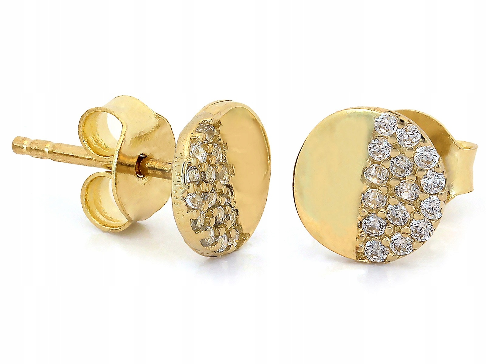 Zlaté kruhové náušnice pro ženy 585 14k s kubickou zirkonií 1,05g pro ni