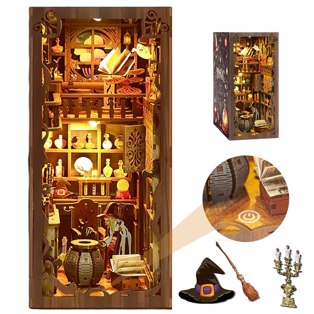 Magiczny Noc Miniaturowy Domek Diy Puzzle 3D Led Dekoracje Dzieci