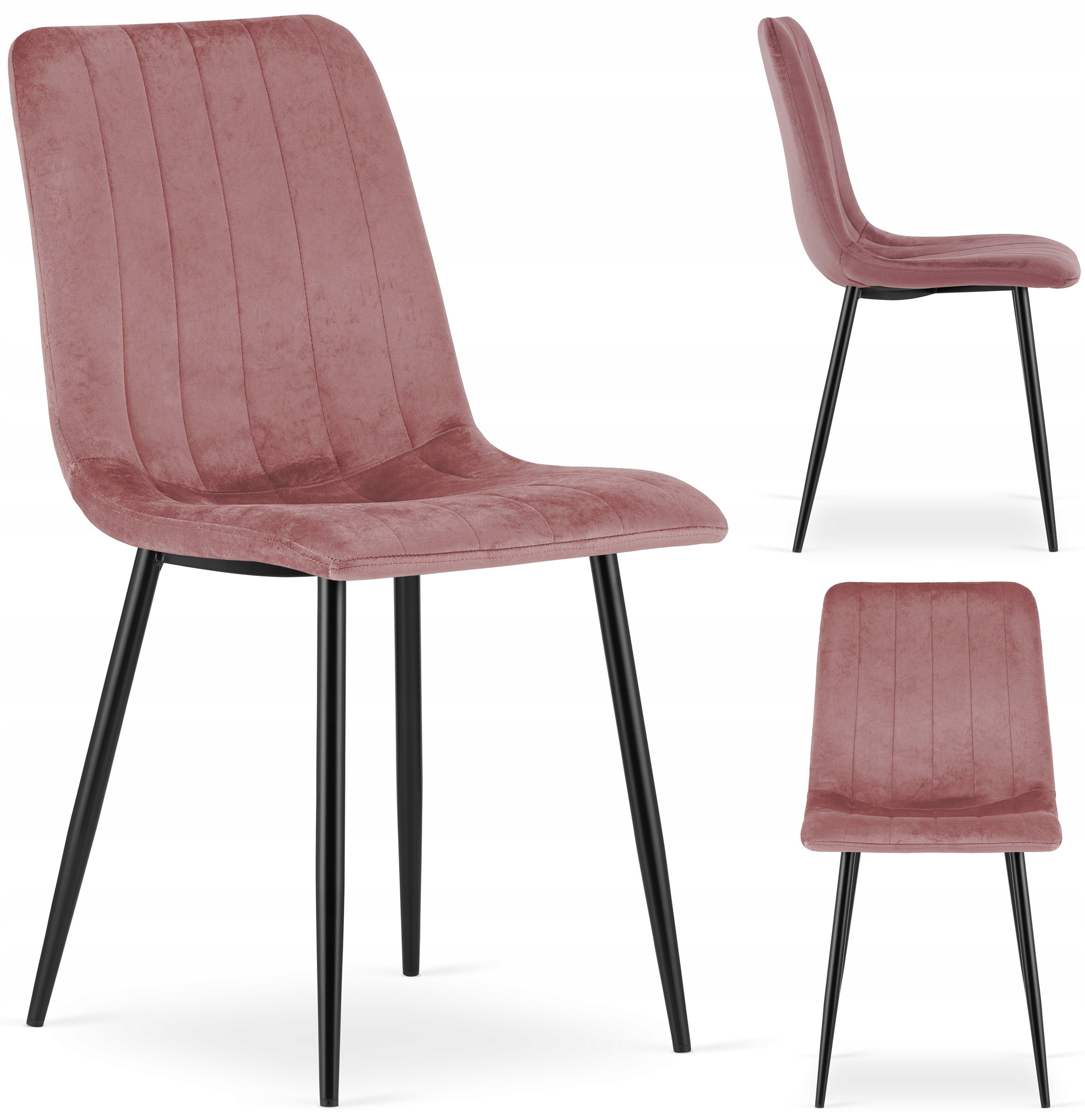 Krzesło Tapicerowane Welurowe Velvet do Salonu Kuchni Jadalni Róż Simple