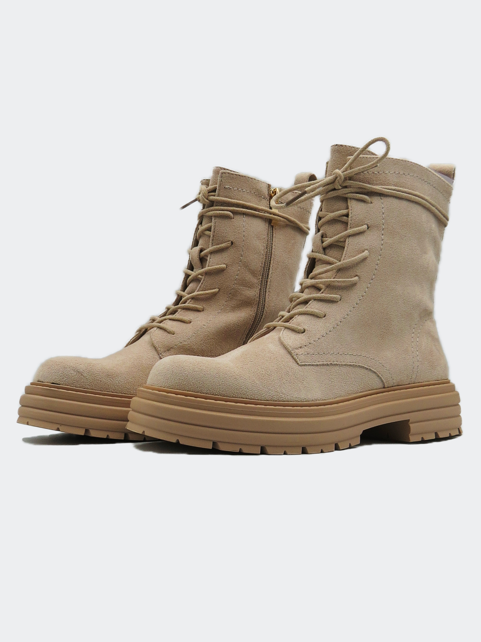 Botki Damskie Trapery Zamszowe Ocieplane Beżowe 38 Rozmiar 38