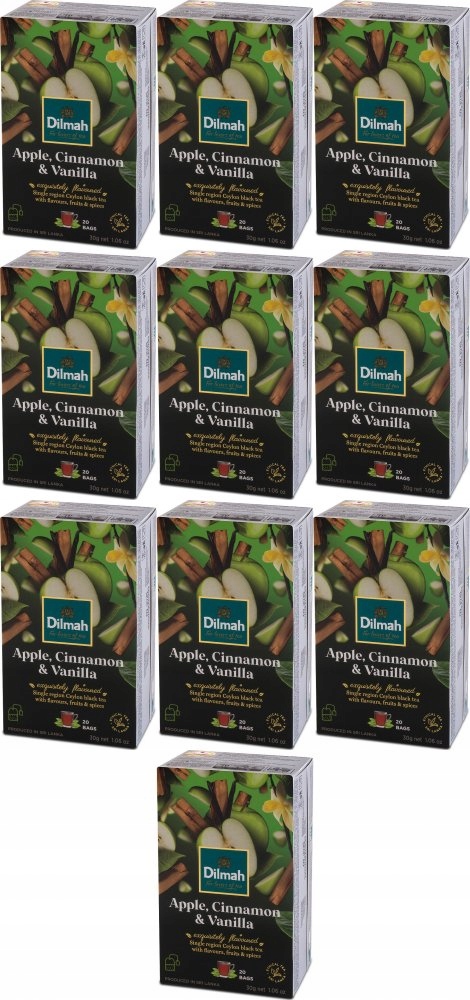 Herbata czarna w torebkach Dilmah jabłko/cynamon/wanilia 20szt x10