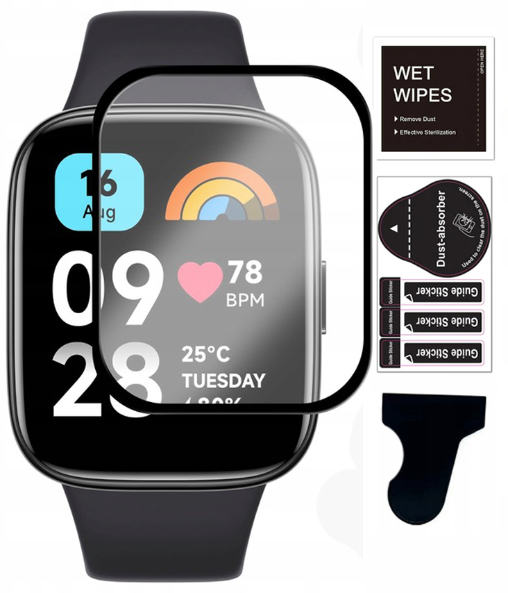 SZKŁO HYBRYDOWE 3D FOLIA DO XIAOMI REDMI WATCH 3 ACTIVE + ZESTAW MONTAŻOWY