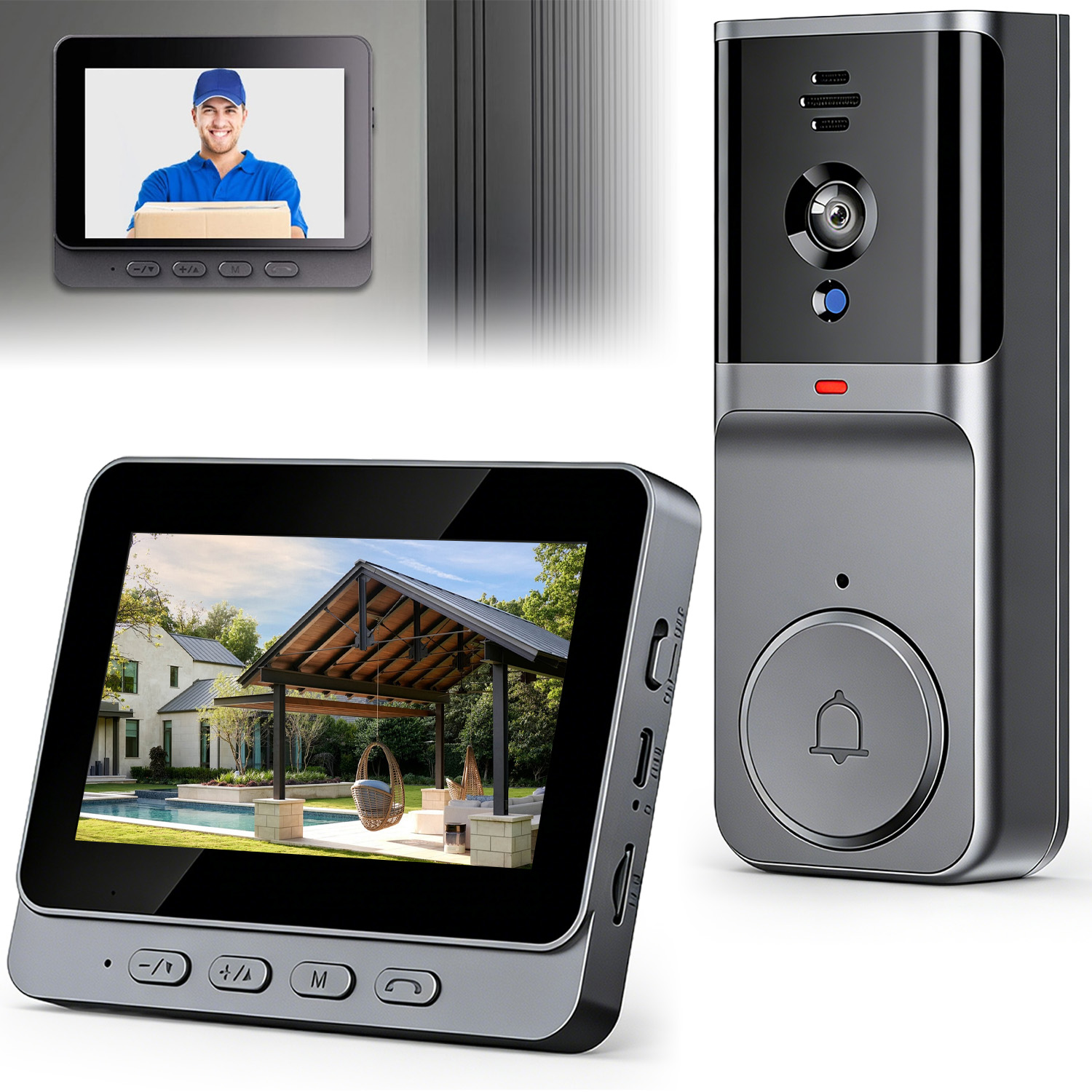 Videotelefon Domofon Full Hd Brána Obrazovka Ips 4,3 Palce Bez Wi-fi