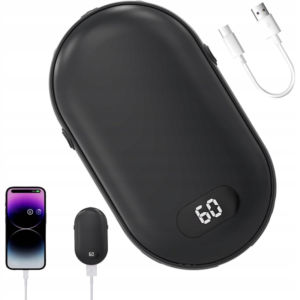 ELEKTRYCZNY OGRZEWACZ DO RĄK POWER BANK 2W1 USB PODGRZEWACZ DŁONI CZARNY Przeznaczenie do dłoni