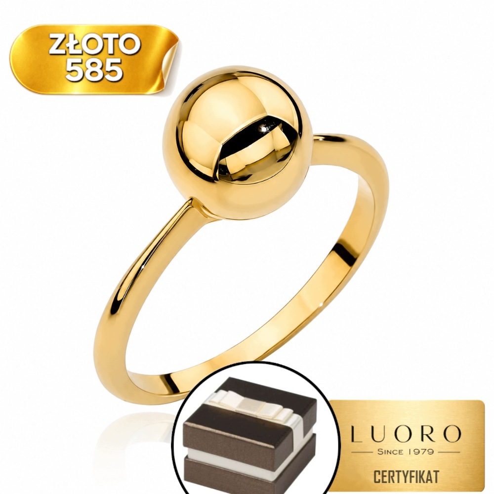Prstýnek 585 14K S Kuličkou, Žlutý, Klasický, Elegantní, R20