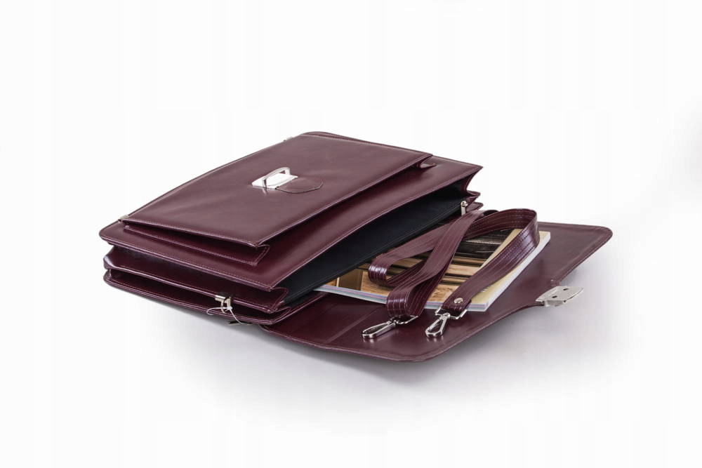 Biznesowa skórzana teczka unisex bordowa - Tizano T07 Marka inna