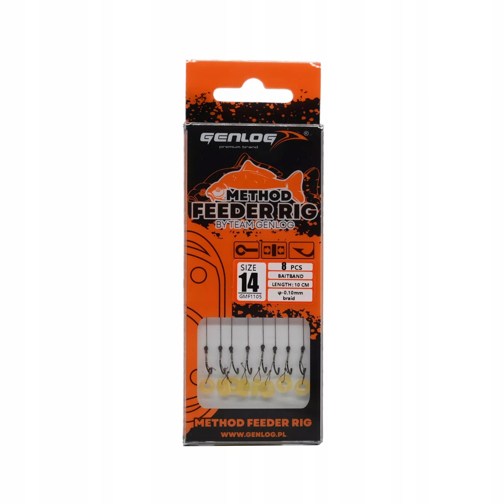 Przypony Method Feeder Rig z Gumką Genlog hak 14 plecionka 0,10mm 10cm