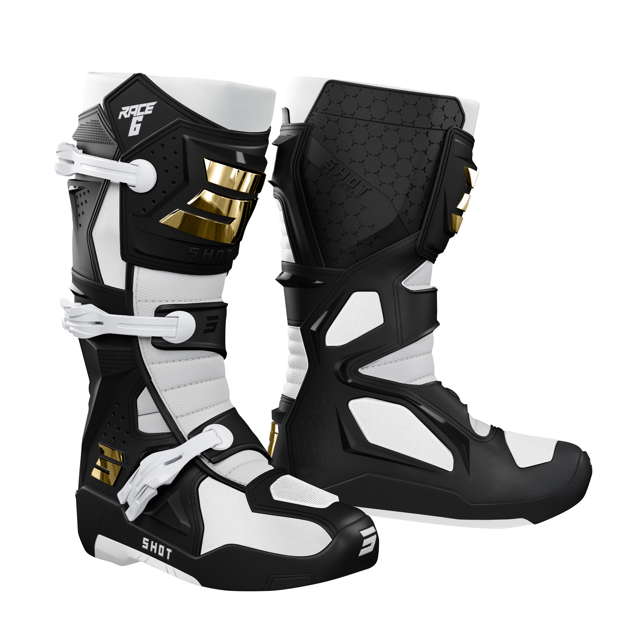 Topánky Na Cross Quada Shot Race 6 Black/white/gold 47 A09-24B1-A07-47