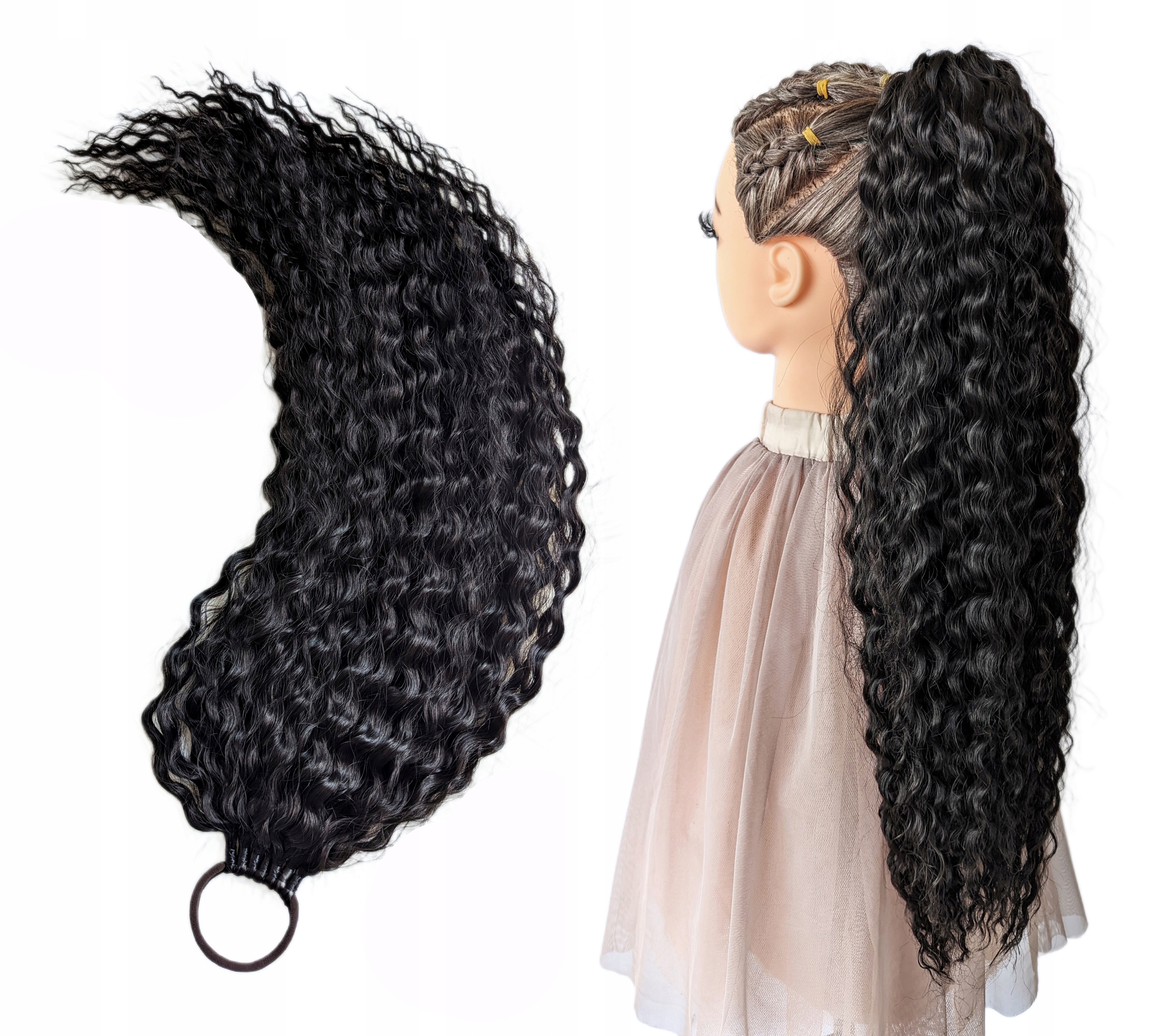 Připínací poník na gumičce, Příčesek vlny, hnědý, Bláznivá Brunetka, 60 cm