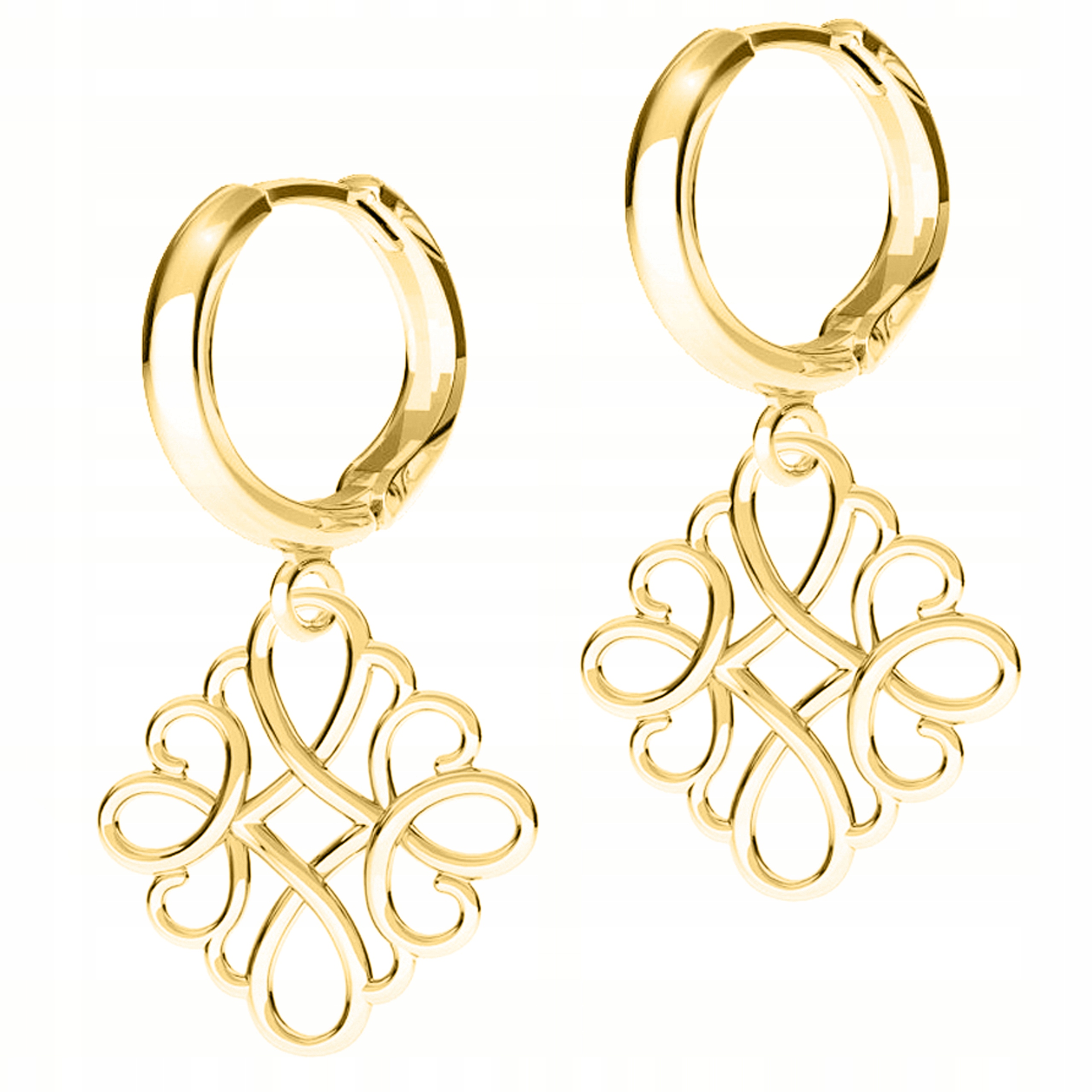 Zlaté Náušnice Ažurové spojovací prvky Ažurový vzor Ažur na Biglech Stříbro 925