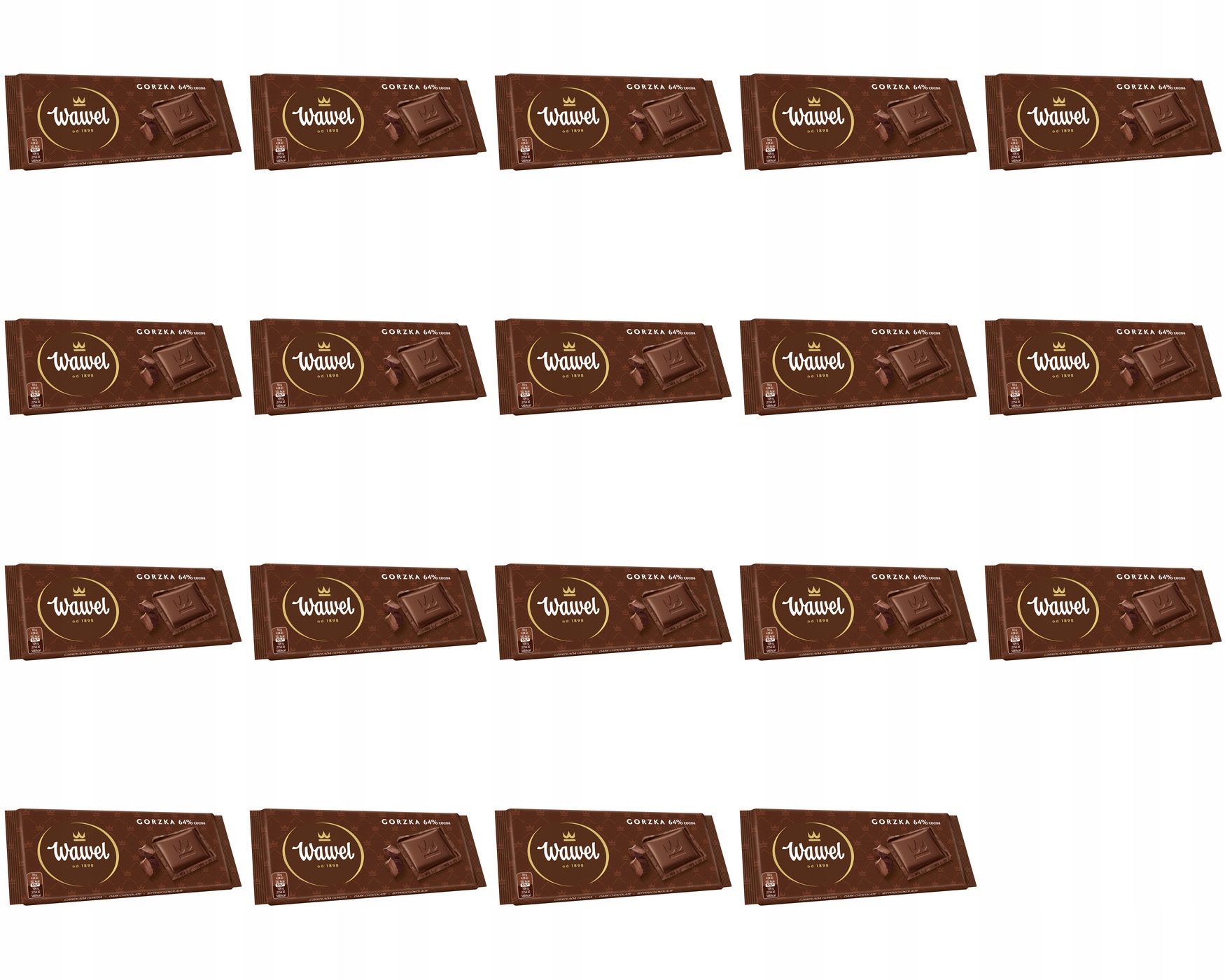 Levně 19x 90g Wawel Hořká Čokoláda 64% kakaa Karton