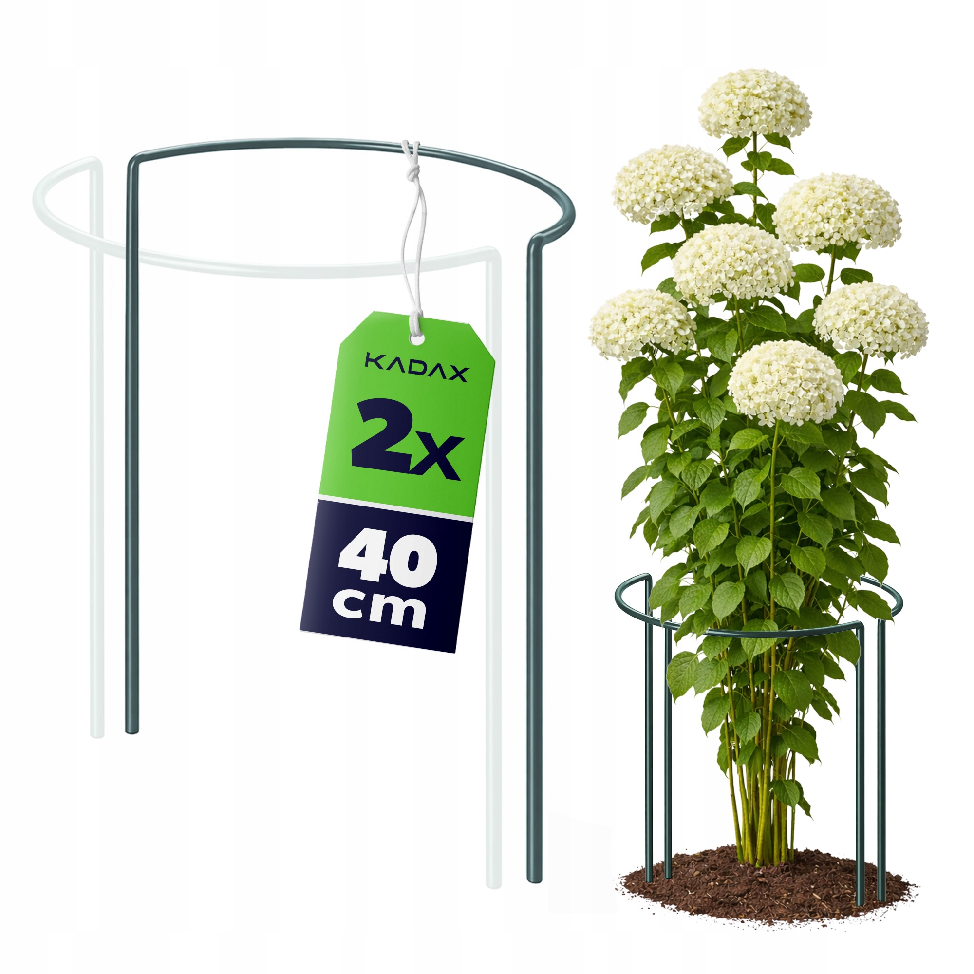 2 SZT. PODPORA DO ROŚLIN 40 cm HORTENSJI RÓŻ KWIATÓW METALOWA PÓŁOKRĄGŁA