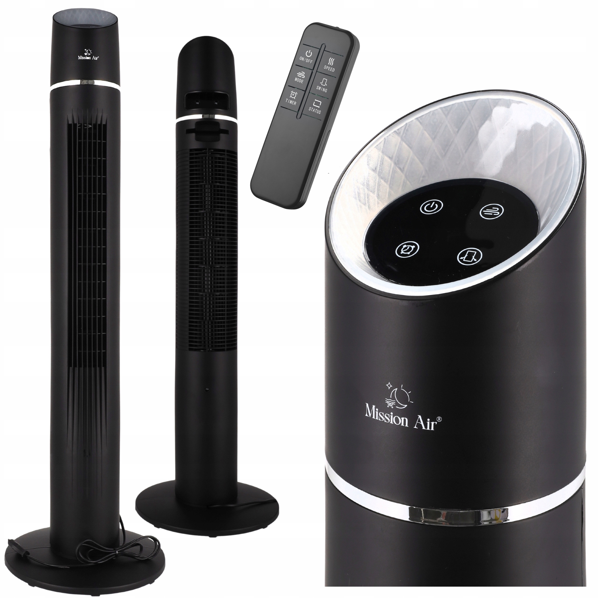 Stĺpový Ventilátor stojanový ventilátor podlahový vysoký Tower Fan XL čierny