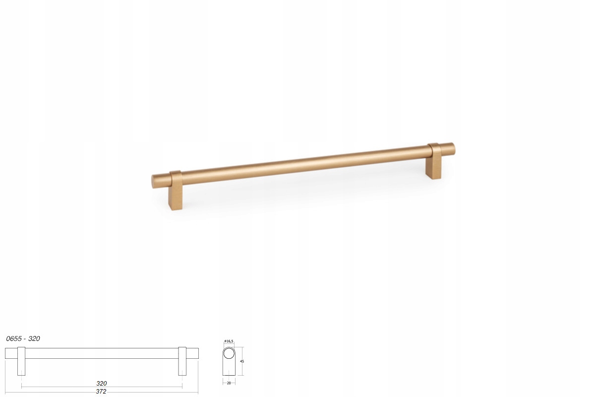 Nábytková úchytka Viefe Nobb 0657 rozteč 320, délka 372 mosaz cava