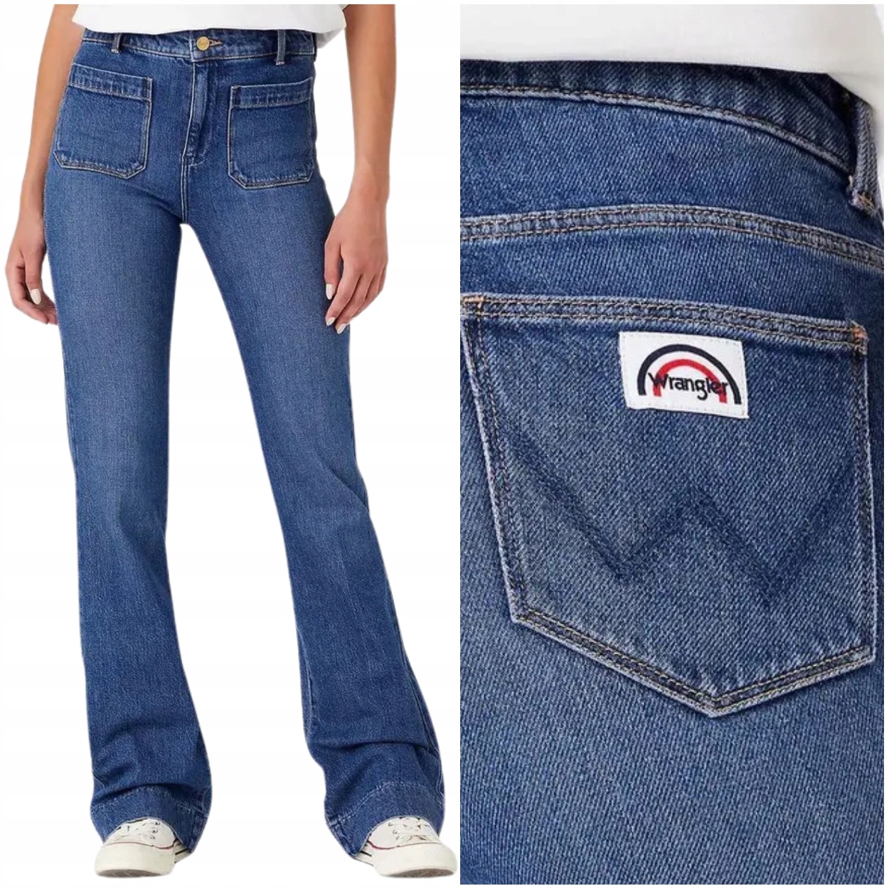 Wrangler Flare Night Shift tmavé dámské džínové kalhoty se zvony W28 L32