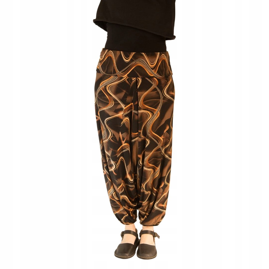 Alladynki haremki dzianina wiskoza brąz wzory boho Marka inna