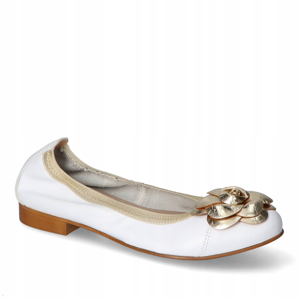 Dámské baleríny Gamis Bílé Lico Kožené s ozdobou 40