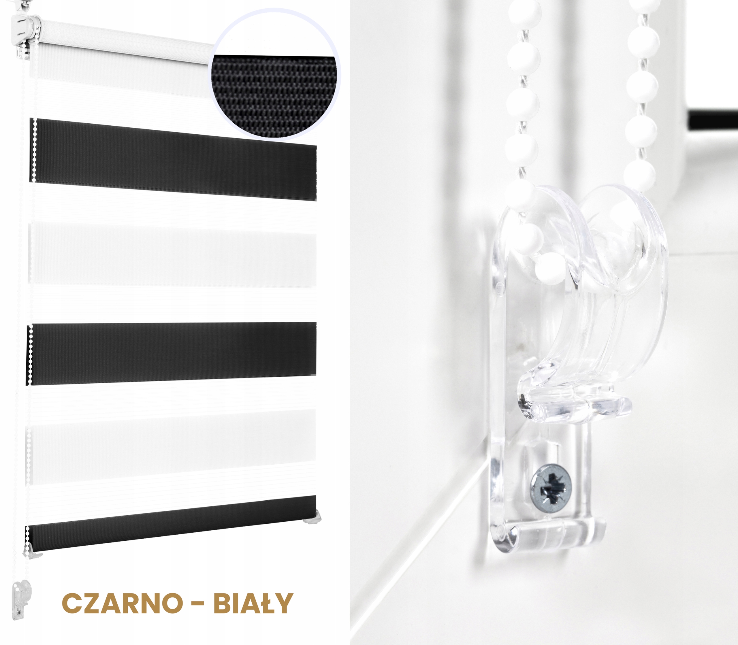 Roleta okienna dzień/noc - kolor: szary wym. 105cm x 130cm Kolor szary