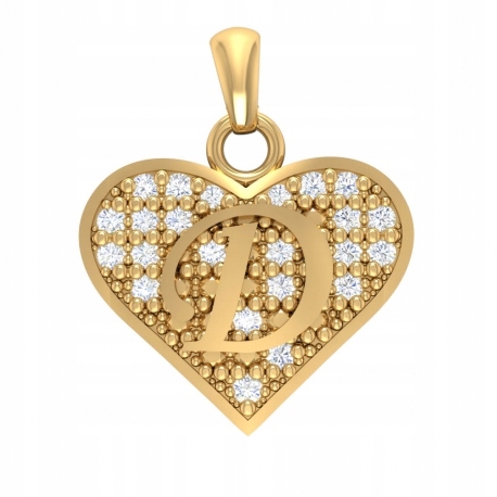 

Złoty Wisiorek Serce Z Literą D Pr. 333 Serduszko