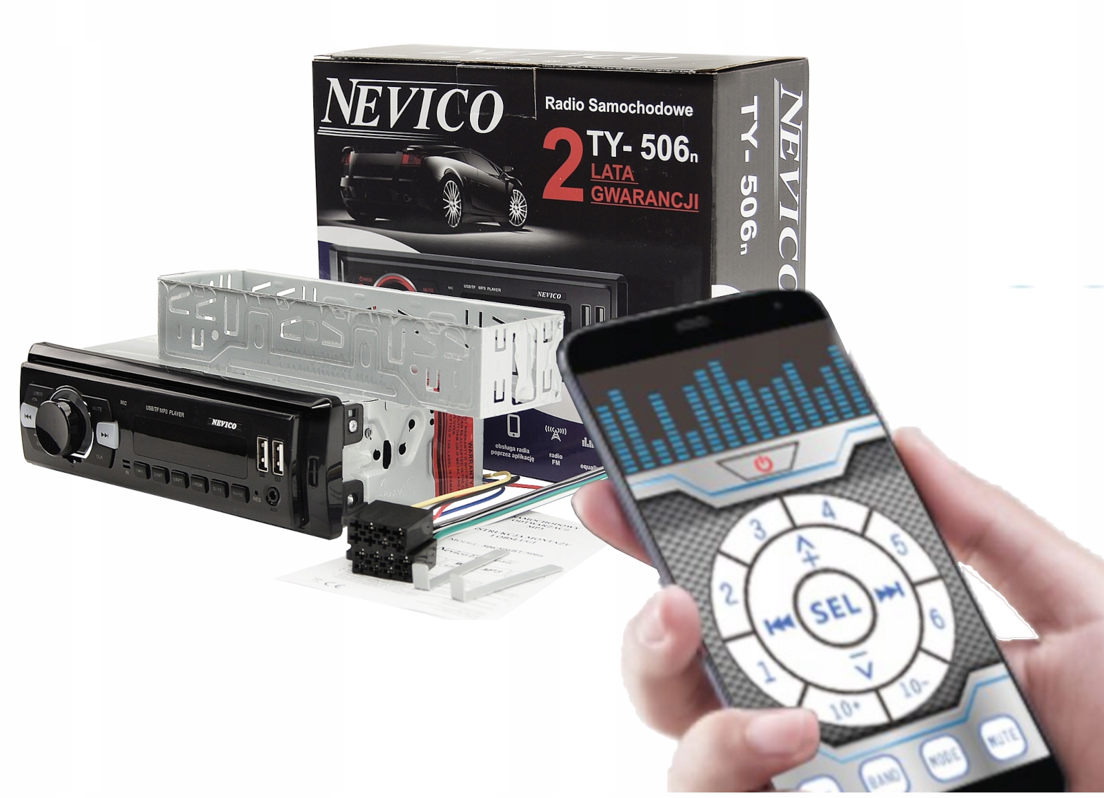 

Radio samochodowe 1din Mikrofon 2USB Karta Android