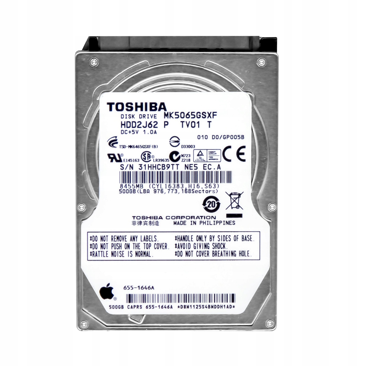 Toshiba 500GB 5.4K 8MB Sata II 2.5'' MK5065GSXF