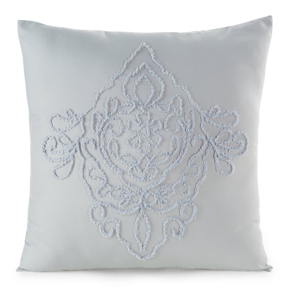 

Szara poszewka z ornamentową aplikacją 45X45