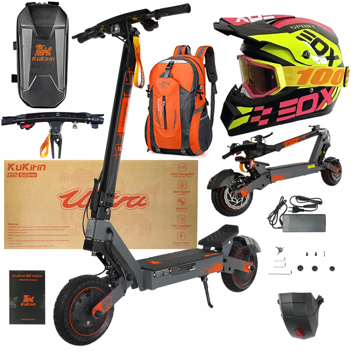 Kukirin G2 Ultra elektrické vozidlo 2000W 55km/h 55KM 48V18Ah 10" dárky