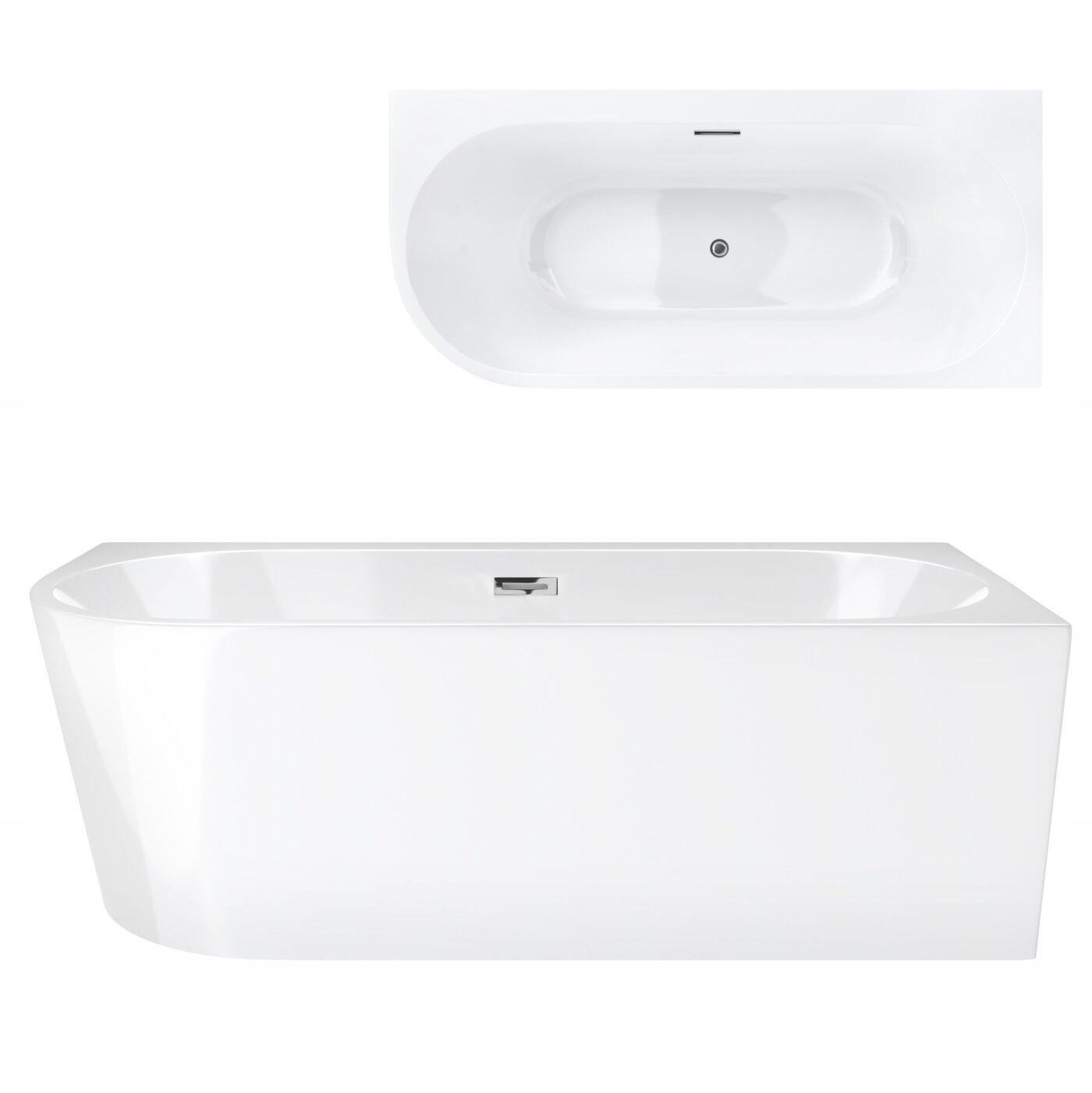 Asymetrická Nástěnná Rohová Vana Atlantis 160X75 Sifon Korek