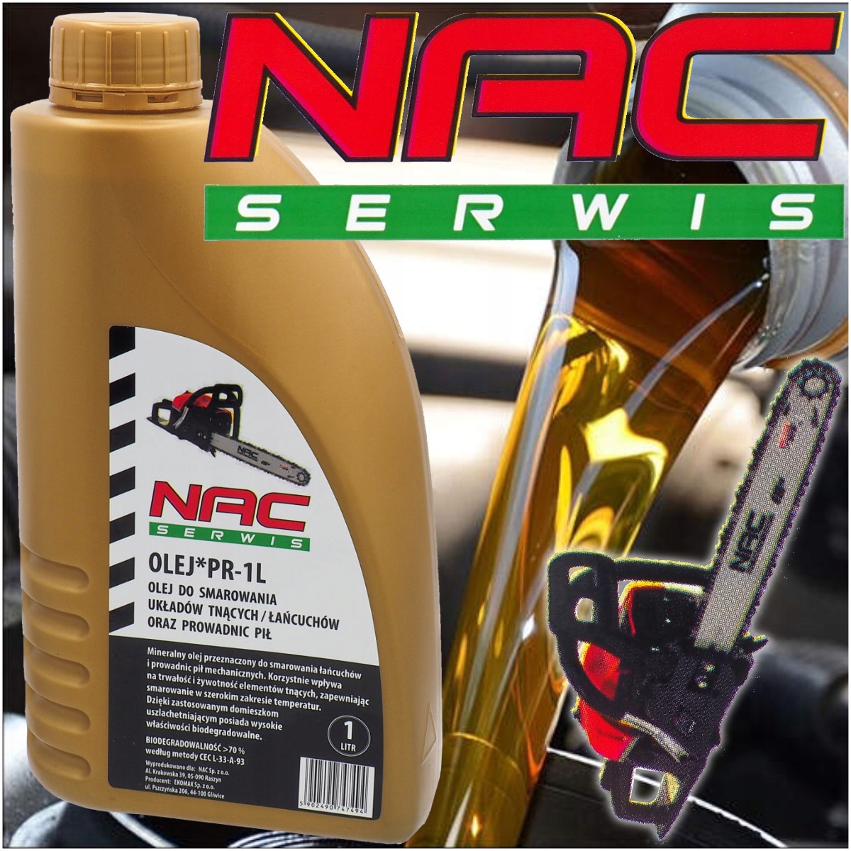 OLEJ DO SMAROWANIA ŁAŃCUCHA PIŁY i PROWADNICY OLEJ PROWADNIC NAC 1L Typ olej
