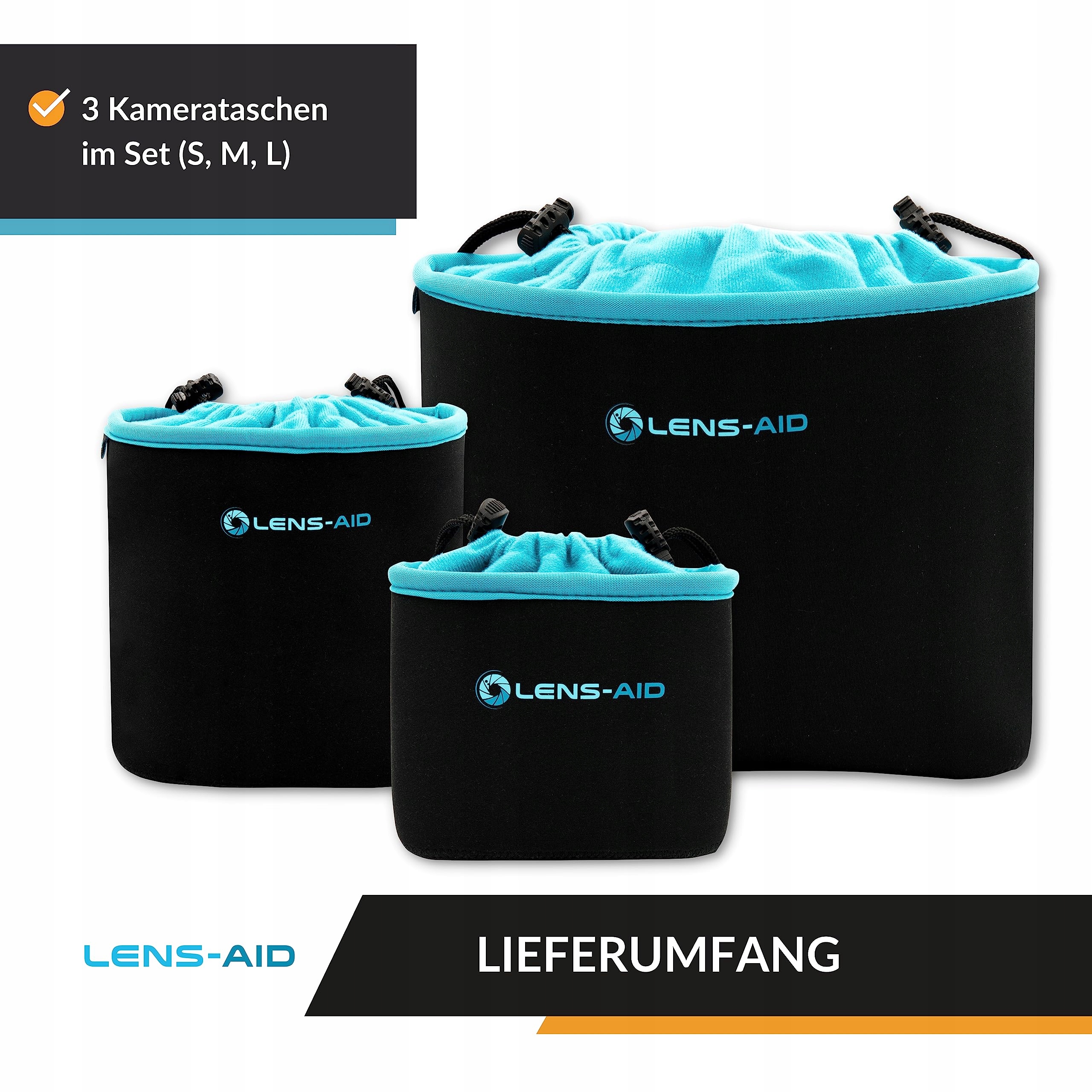 LENS-AID Neoprenowy Pokrowiec Na Kamerę Z Ochronną Wyściółką 3 Sztuki — miniatura 8