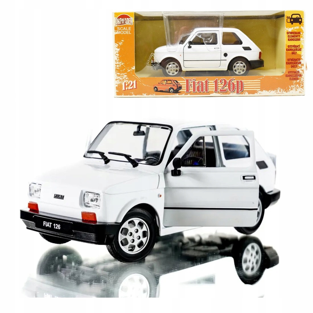 Fiat 126P Batole Prl Auto Model Auta V Měřítku 1:21 Bílý Welly