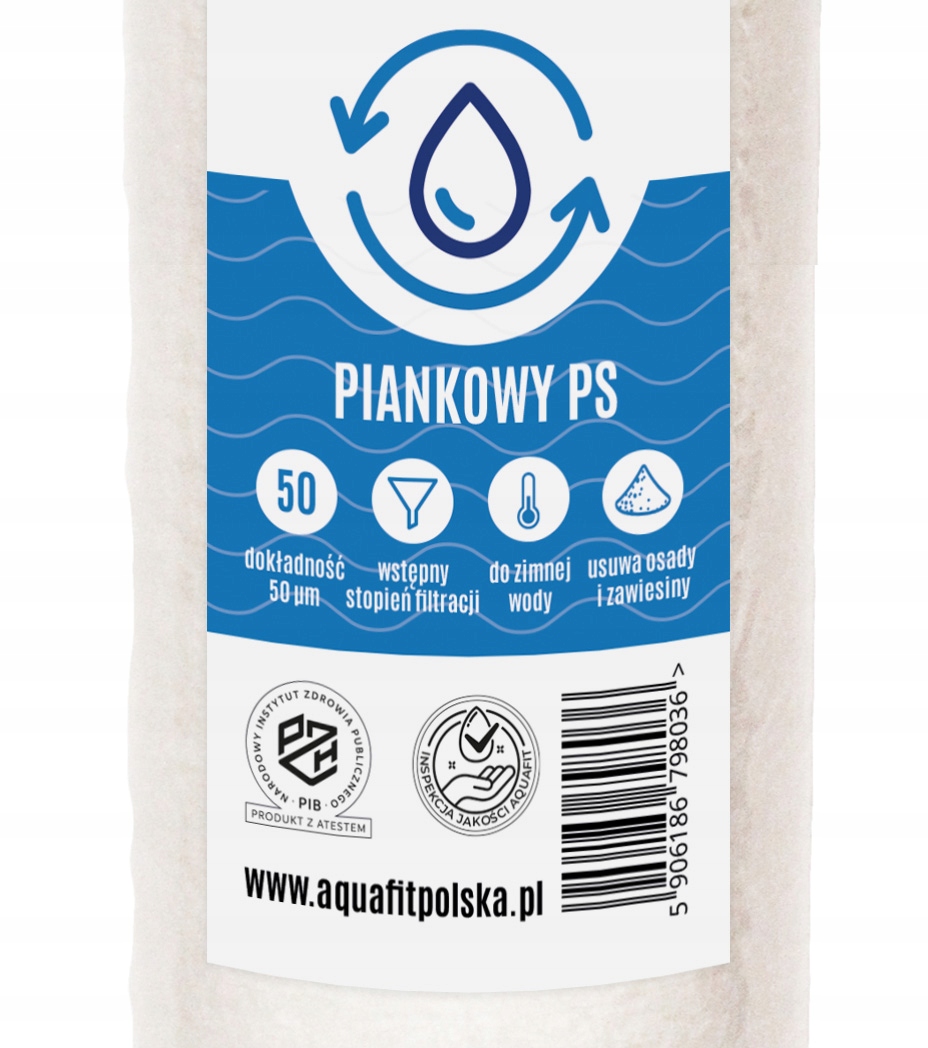 Filtr Do Wody Wkład Piankowy Polipropylenowy 50" 50 mikronów PS AQUAFIT Marka Aquafit