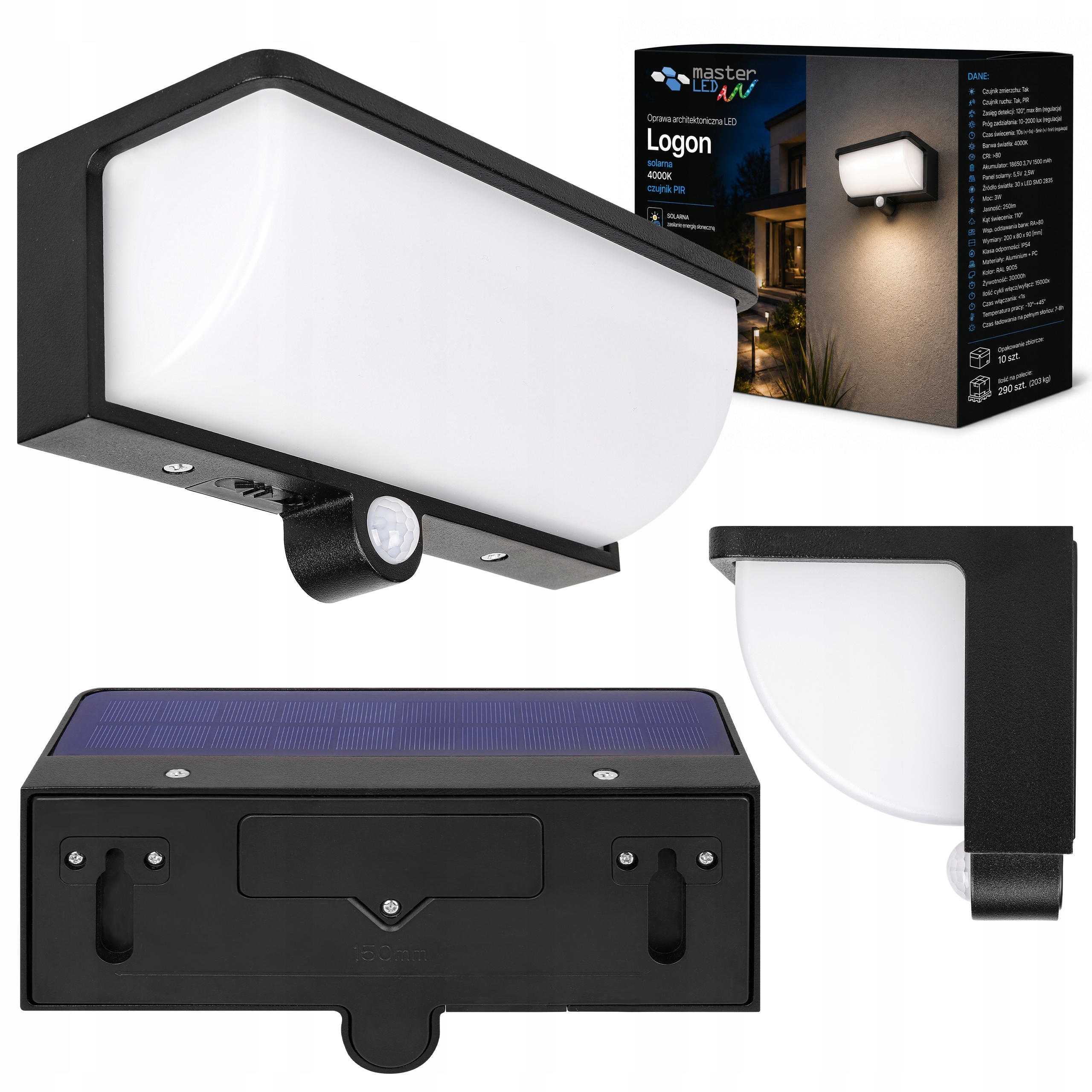 Venkovní solární svítidlo Led zahradní lampa Senzor Pohybu fasádní