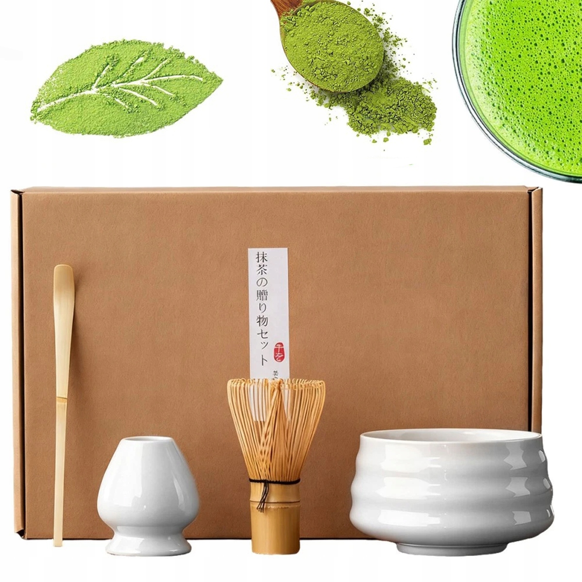 Dárková sada na čaj matcha šálek metla lžička 4PCS