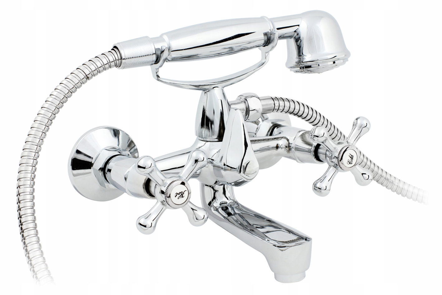 Aqbau Retro nástěnná vanová baterie baterie do vany Hadice 150 cm