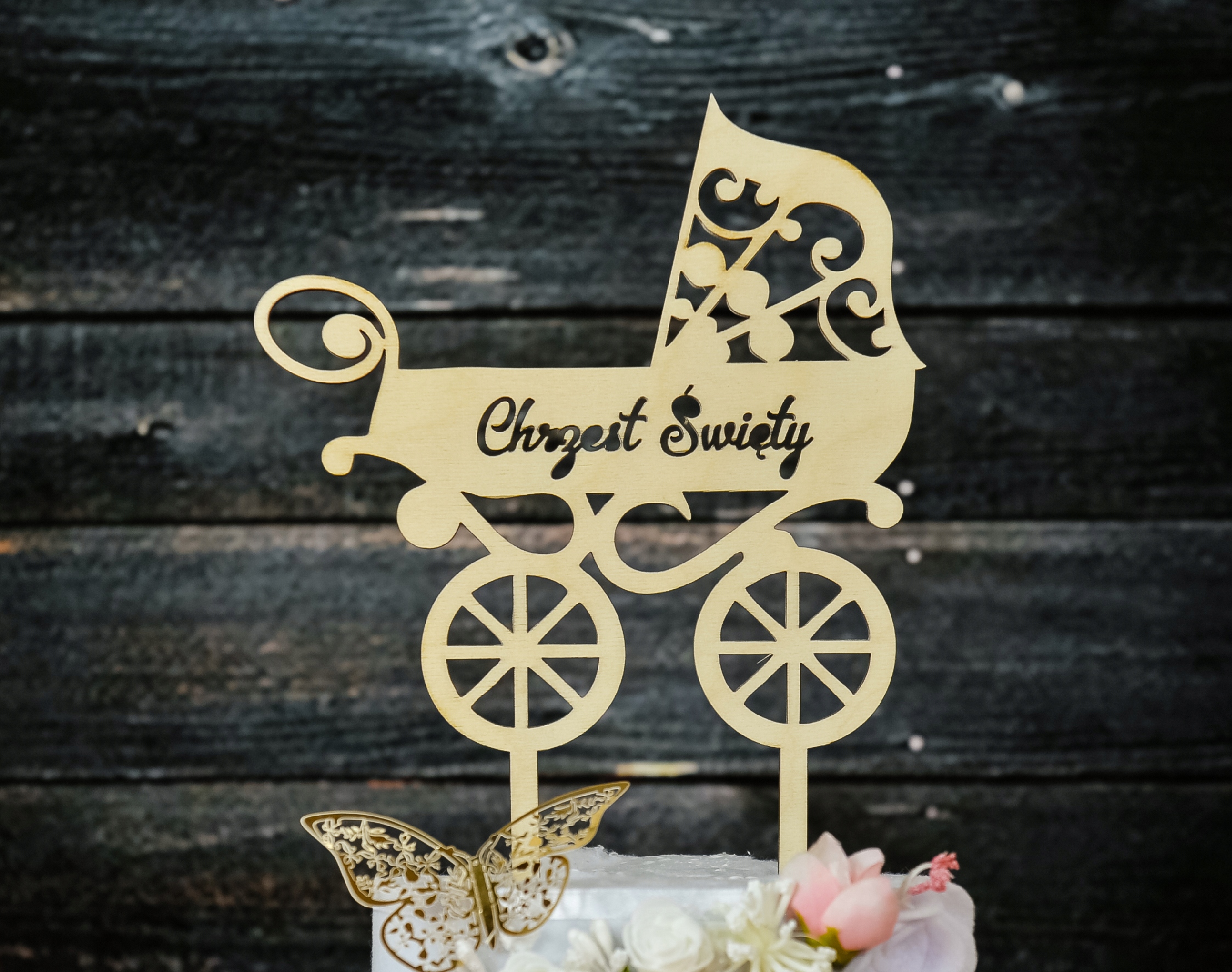 Topper TCD-4- toper drewniany z okazji chrztu Marka inna