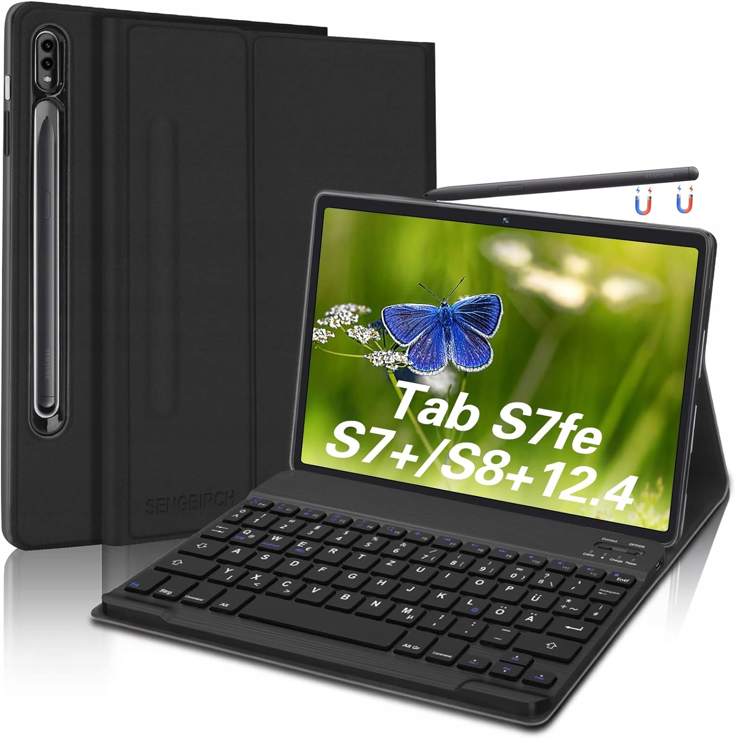 Etui z klawiaturą do Galaxy Tab S8+ S7FE S7+ Plus T730 T970 X800 Case