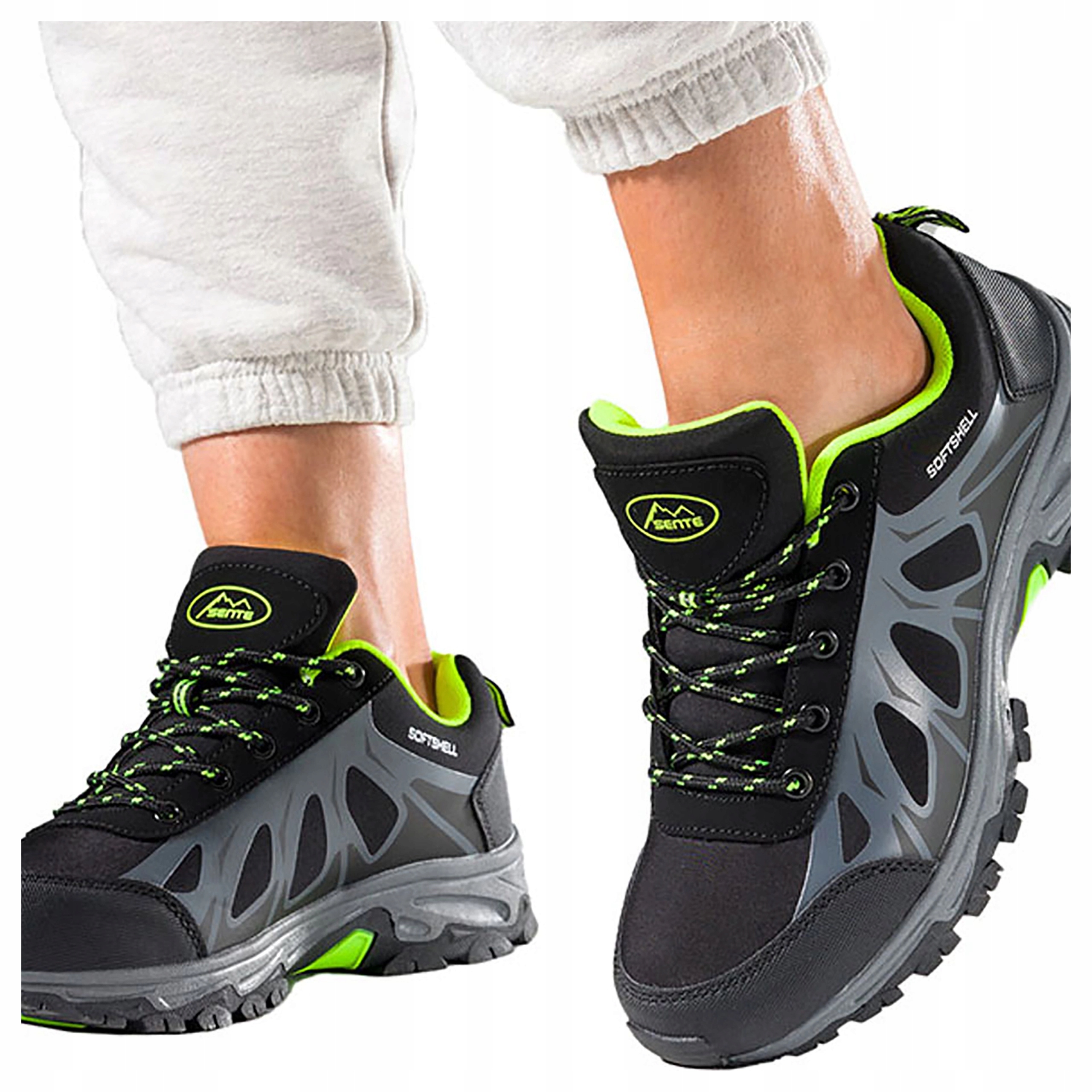 Dámské Trekové Boty Softshell Černé Šněrovací Zelené Doplňky vel. 39